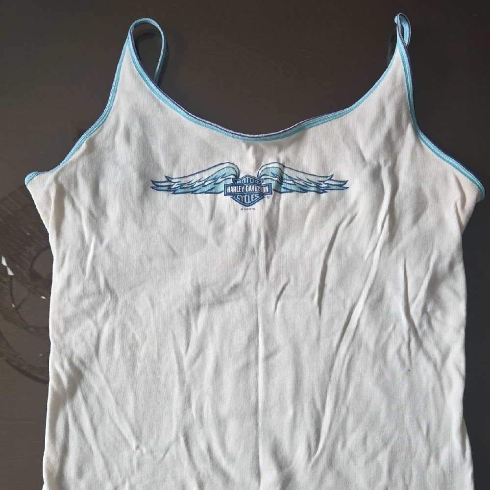 Harley-Davidson White Camisole with Blue Accents